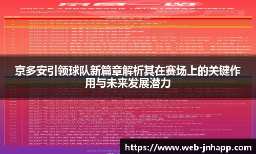 京多安引领球队新篇章解析其在赛场上的关键作用与未来发展潜力